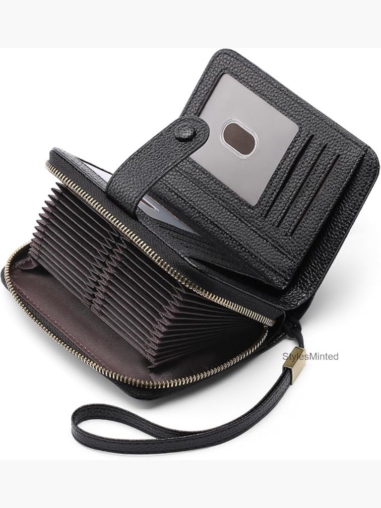 Large Capacity Rfid Blocking Credit Card Holder With Wristlet 32 Slots